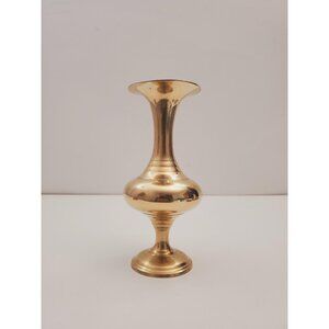 small Vintage Brass Vase - Boho / Eclectic Decor - Decorative Centerpiece Vase